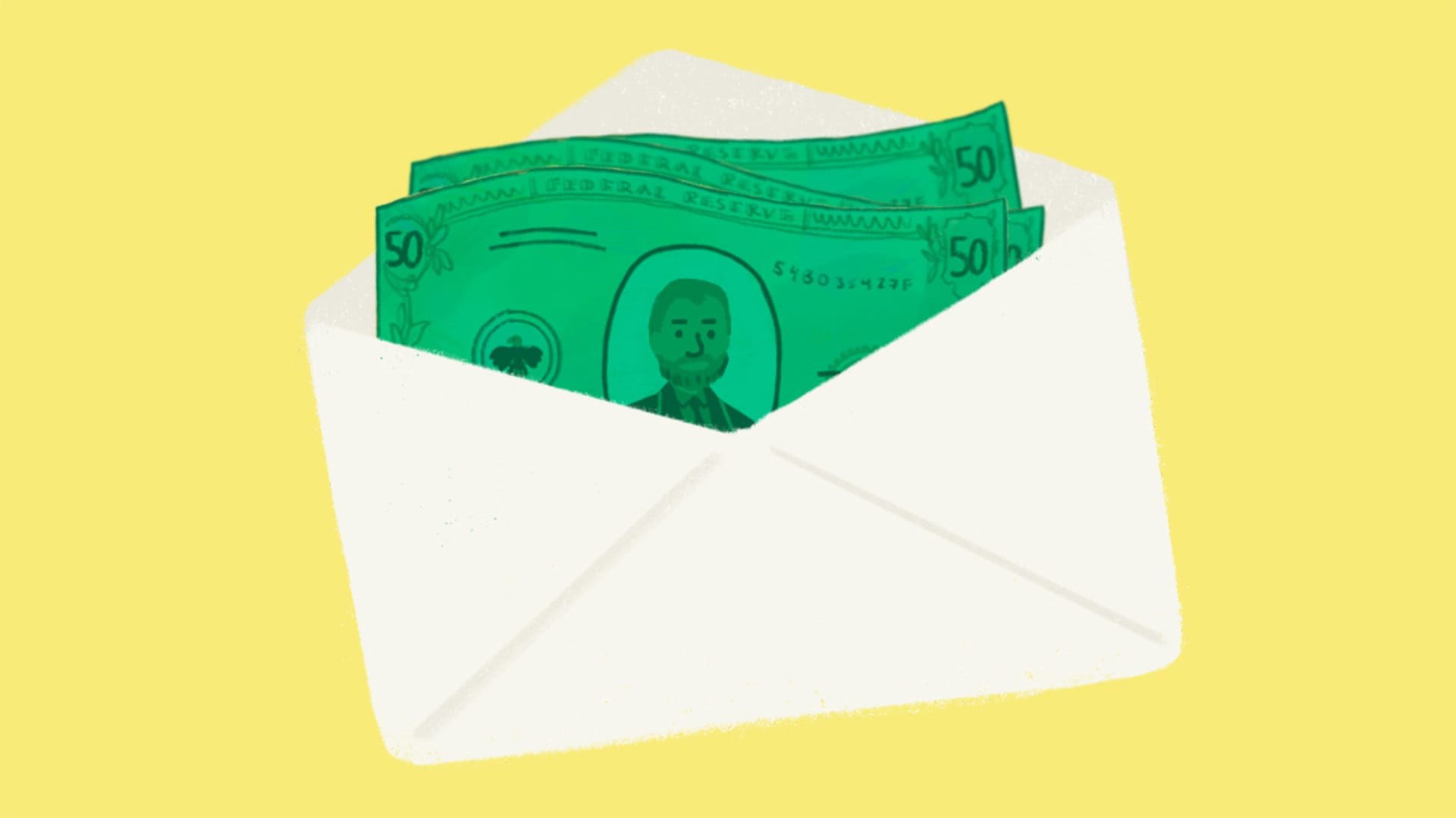 cash inside an envelope