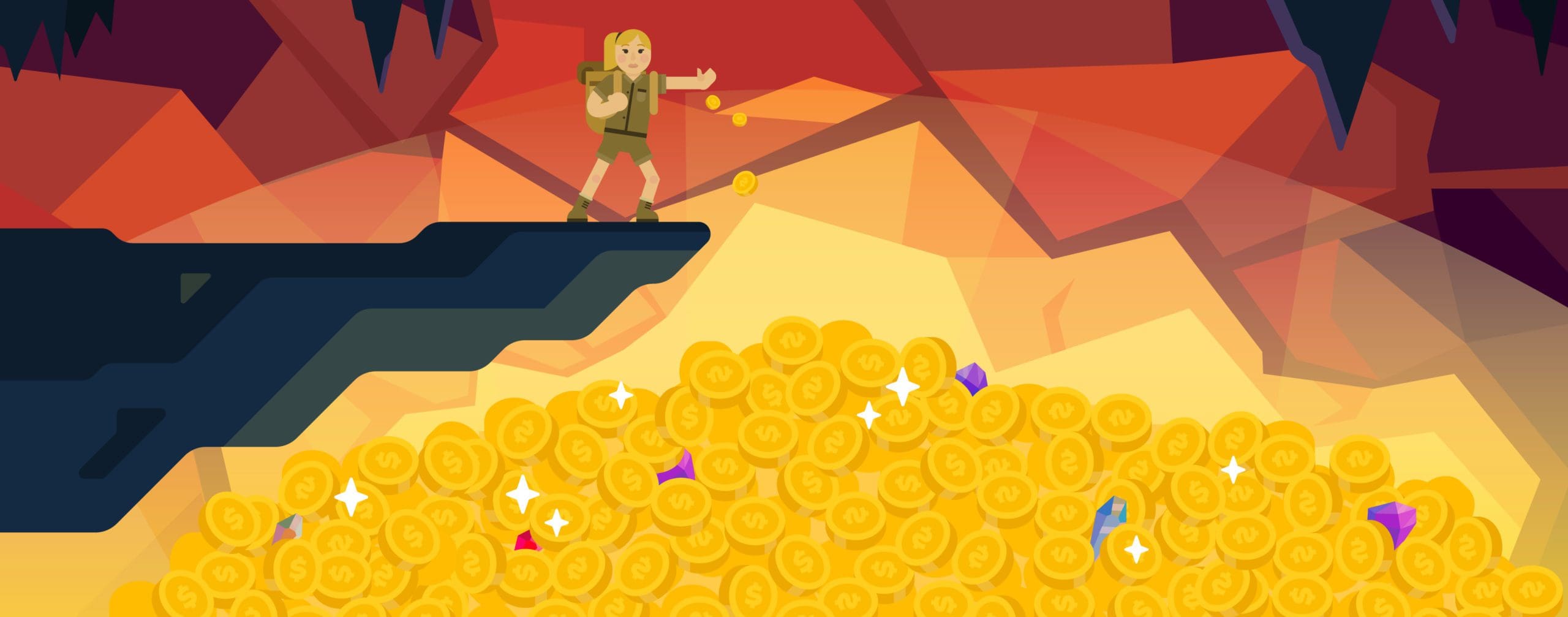graphic of explorer throwing coins