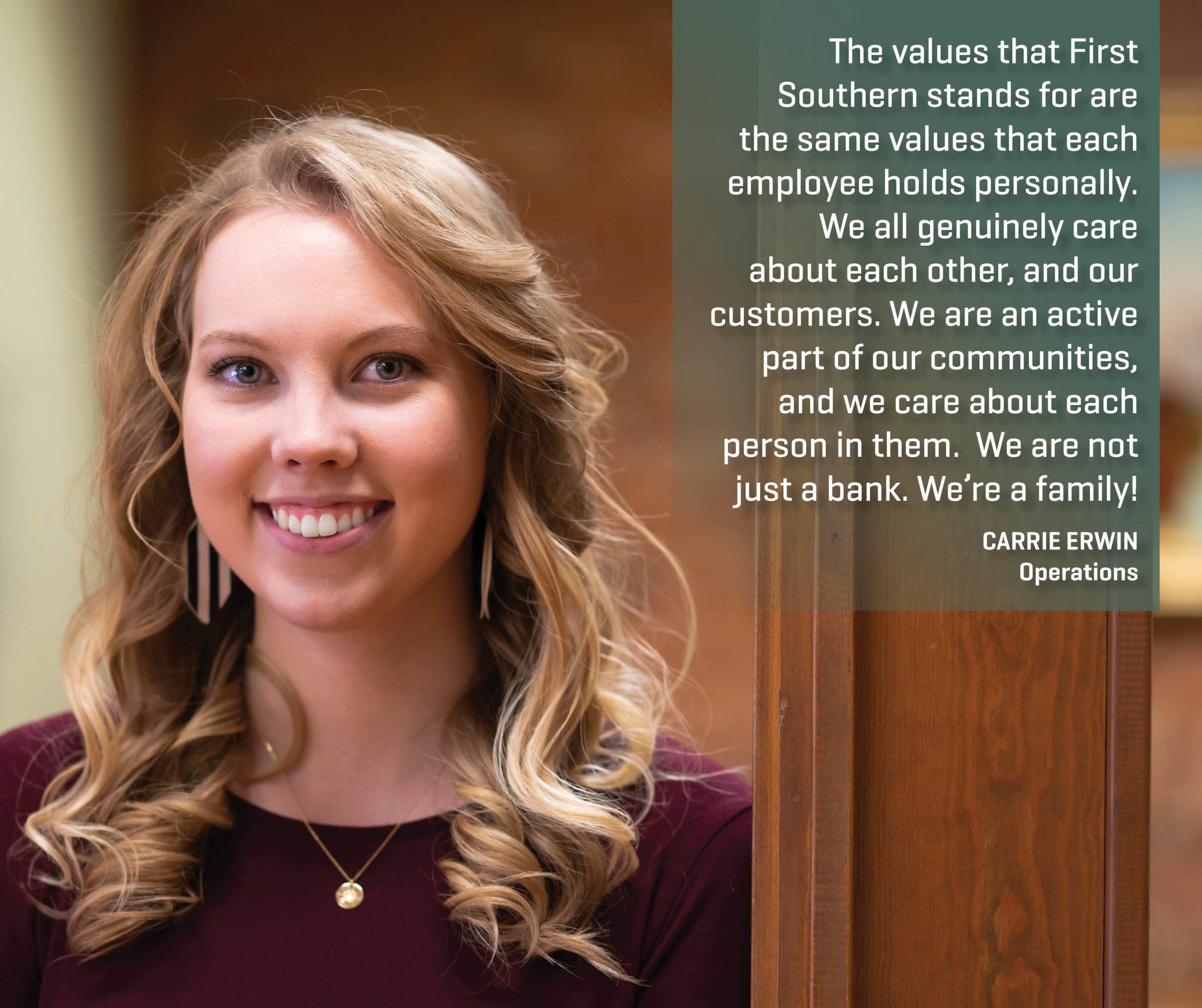 Carrie Erwin employee gives quote about working as a team member