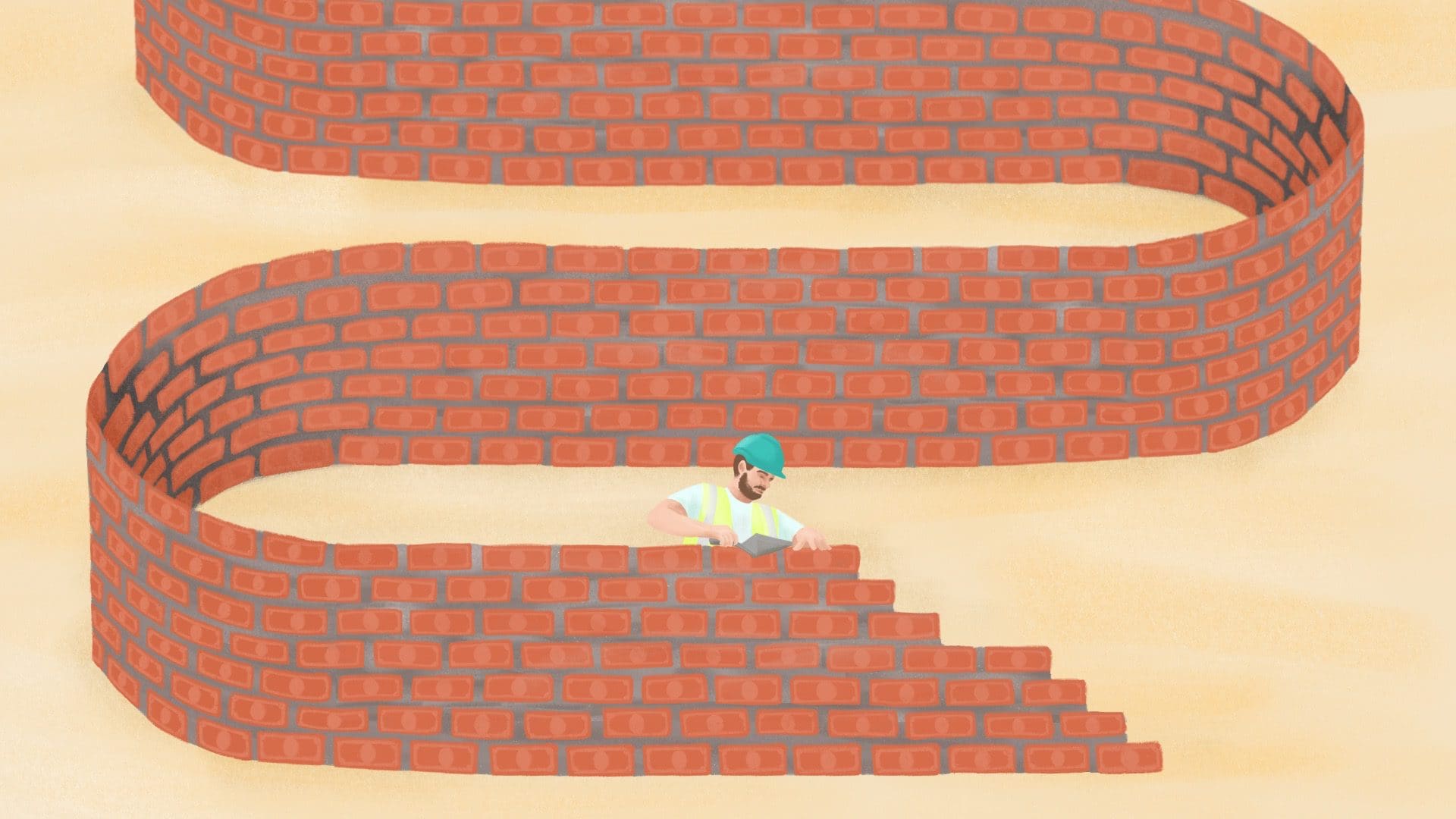 graphic of a man laying a brick wall